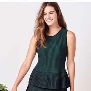 Ann Taylor Green and Black Peplum Tank Top
